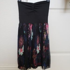 Roxy black/multicolor floral strapless dress XS